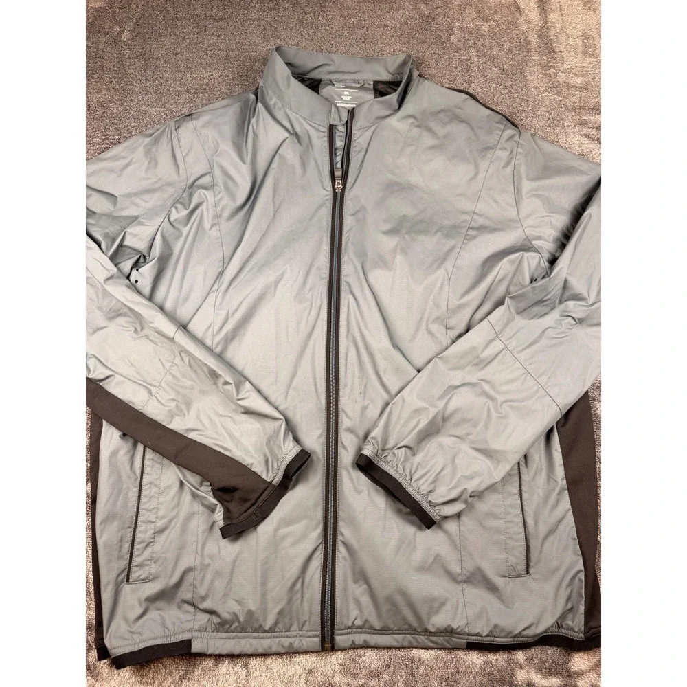 Adidas Golf Climaproof Jacket Mens XXL Grey Black Full Zip Windbreaker Ripstop